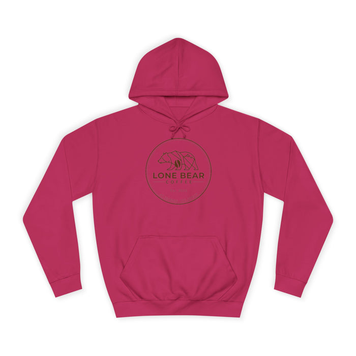 Pink hoodie with 'Lone Bear' logo on a white background