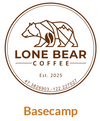 Lone Bear Coffee logo with a bear design and 'Basecamp' text on a white background