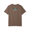 Man wearing a brown Dave the Roaster 'He Roasts, I Exist' T-shirt, 100% cotton apparel for coffee enthusiasts.