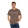 Man wearing a brown t-shirt with '#davetheroaster' text on a white background