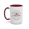 Lone Bear Coffee Ridgeline Mug, two-tone ceramic mug with white body and black handle and interior, available in 5 colors.