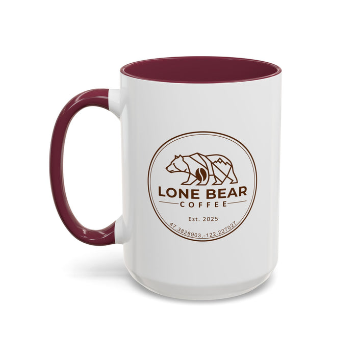 Lone Bear Coffee Ridgeline Mug, two-tone ceramic mug with white body and black handle and interior, available in 5 colors.