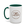Lone Bear Coffee Ridgeline Mug, two-tone ceramic mug with white body and black handle and interior, available in 5 colors.