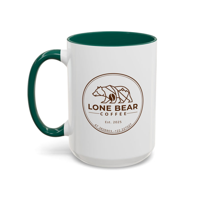 Lone Bear Coffee Ridgeline Mug, two-tone ceramic mug with white body and black handle and interior, available in 5 colors.