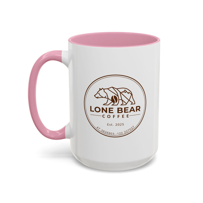 Lone Bear Coffee Ridgeline Mug, two-tone ceramic mug with white body and black handle and interior, available in 5 colors.