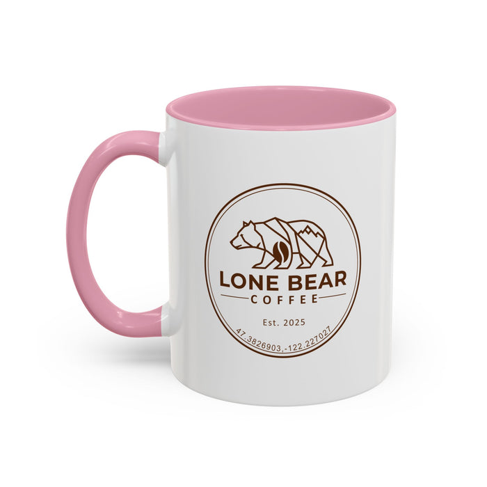 Lone Bear Coffee Ridgeline Mug, two-tone ceramic mug with white body and black handle and interior, available in 5 colors.
