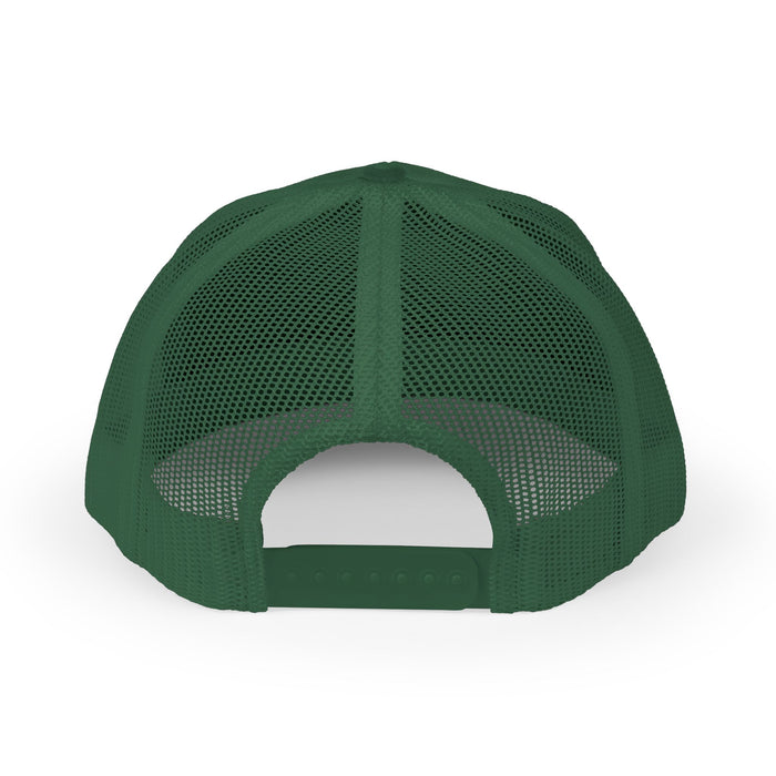 Green mesh back cap on a white background